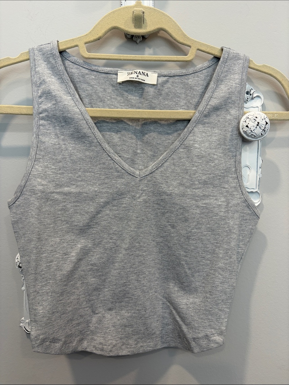 Zenana Outfitters Light Gray V-Neck Cotton Tank